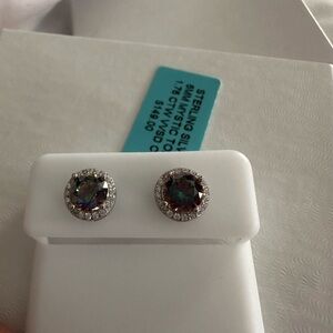 Mystic Topaz Sterling Silver Stud Earrings. 1.76ct